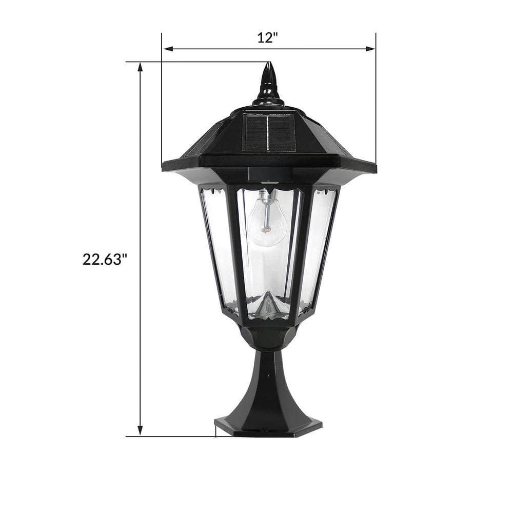 Black Cast Aluminum Solar LED Outdoor Lamp Post Light