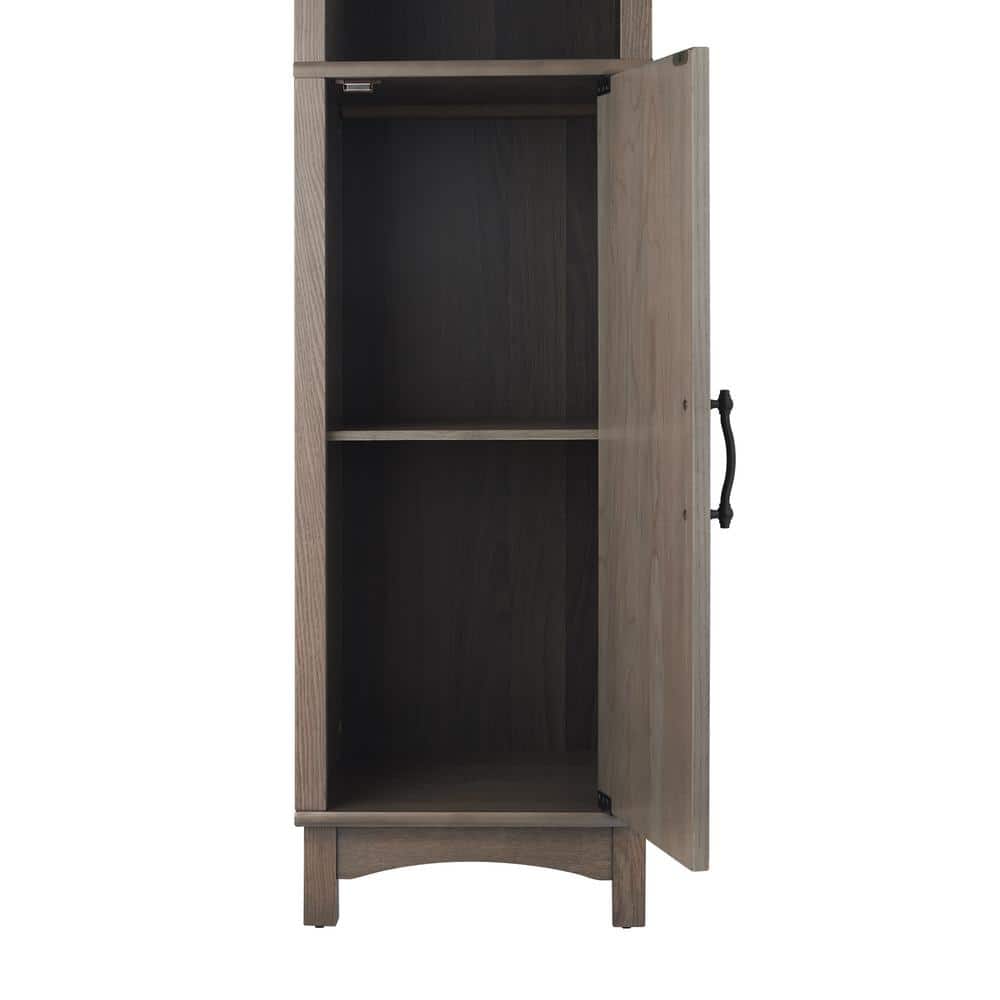 Modern Farmhouse Black Wooden Linen Tower with Adjustable Shelving