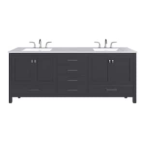 Aberdeen 84 in. W. x 22 in. D x 34 in. H Double Bath Vanity in Espresso with White Carrara Quartz Top and White Sinks