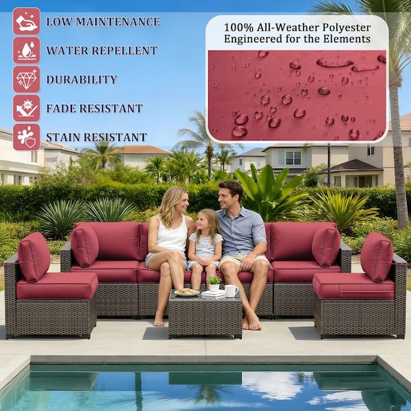 26 in. x 26 in. x 5 in. (14-Piece) Deep Seat Outdoor Sectional