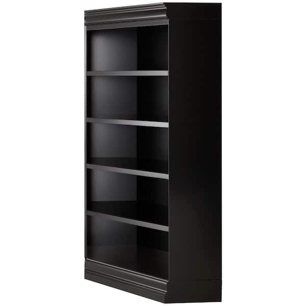 Home Decorators Collection 73 in. Black Wood 5-shelf Standard Bookcase with Adjustable Shelves