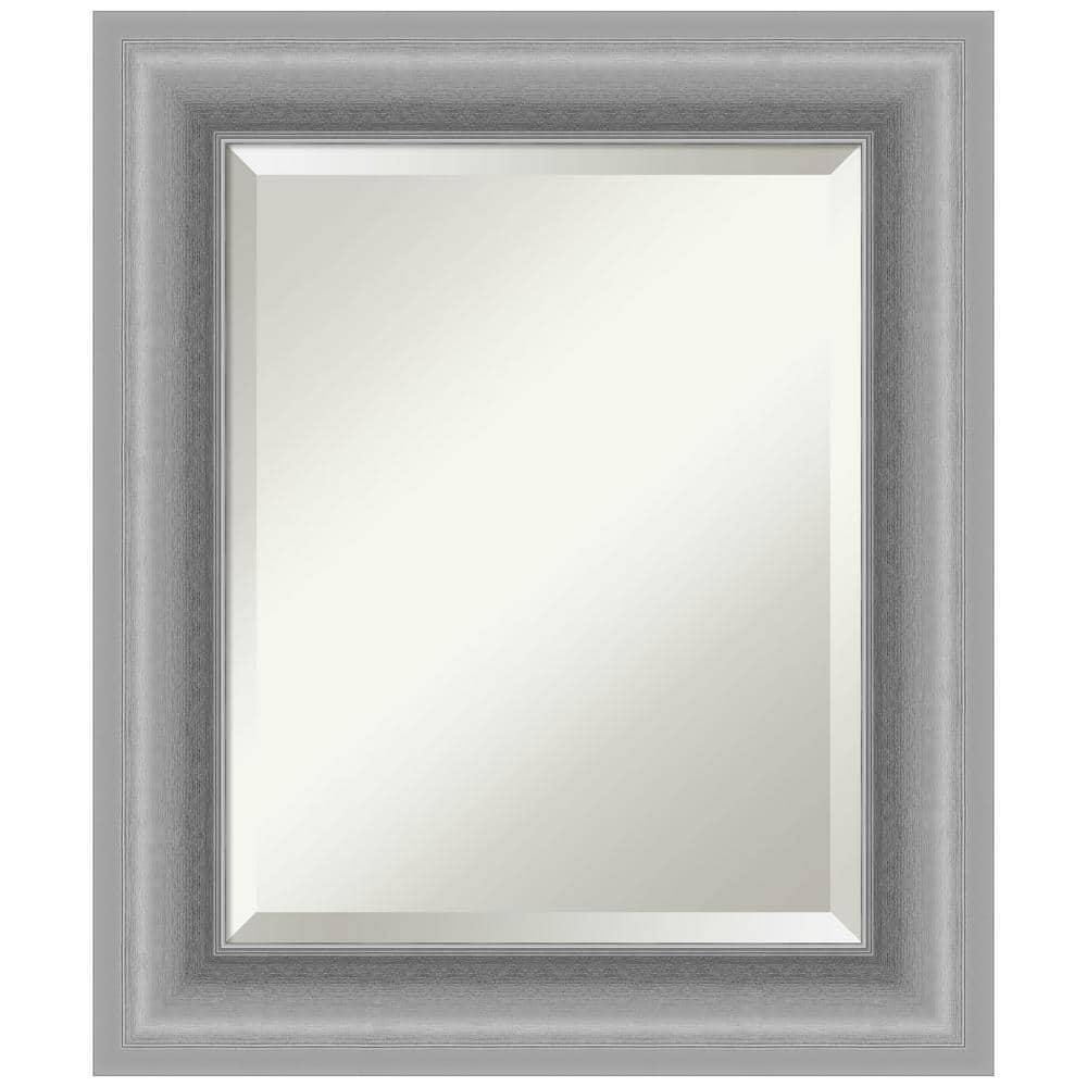 Peak Frame 26" x 22" Silver Polystyrene Rectangular Wall Mirror