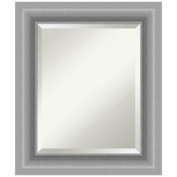 Amanti Art Medium Rectangle Peak Polished Silver Beveled Glass Casual Mirror (26 in. H x 22 in. W)