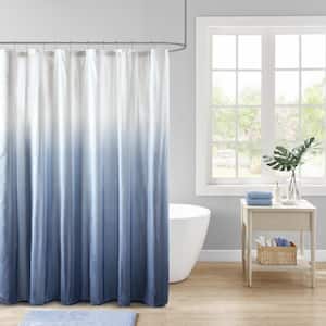 Loire Blue 72 in. x 72 in. Ombre Printed Seersucker Shower Curtain