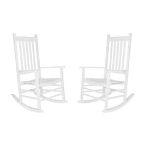 46 in H White Wood Vermont Outdoor Rocking Chair (2-Pack), Porch Rocker, Patio Rocking Chair, Wooden Rocking Chair