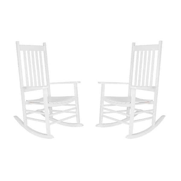 Shine Company 46 in H White Wood Vermont Outdoor Rocking Chair (2-Pack), Porch Rocker, Patio Rocking Chair, Wooden Rocking Chair