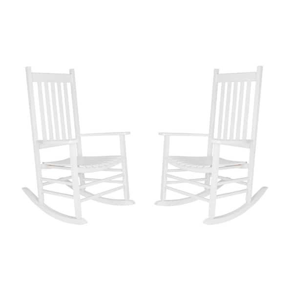 46 in H White Wood Vermont Outdoor Rocking Chair (2-Pack), Porch Rocker, Patio Rocking Chair, Wooden Rocking Chair