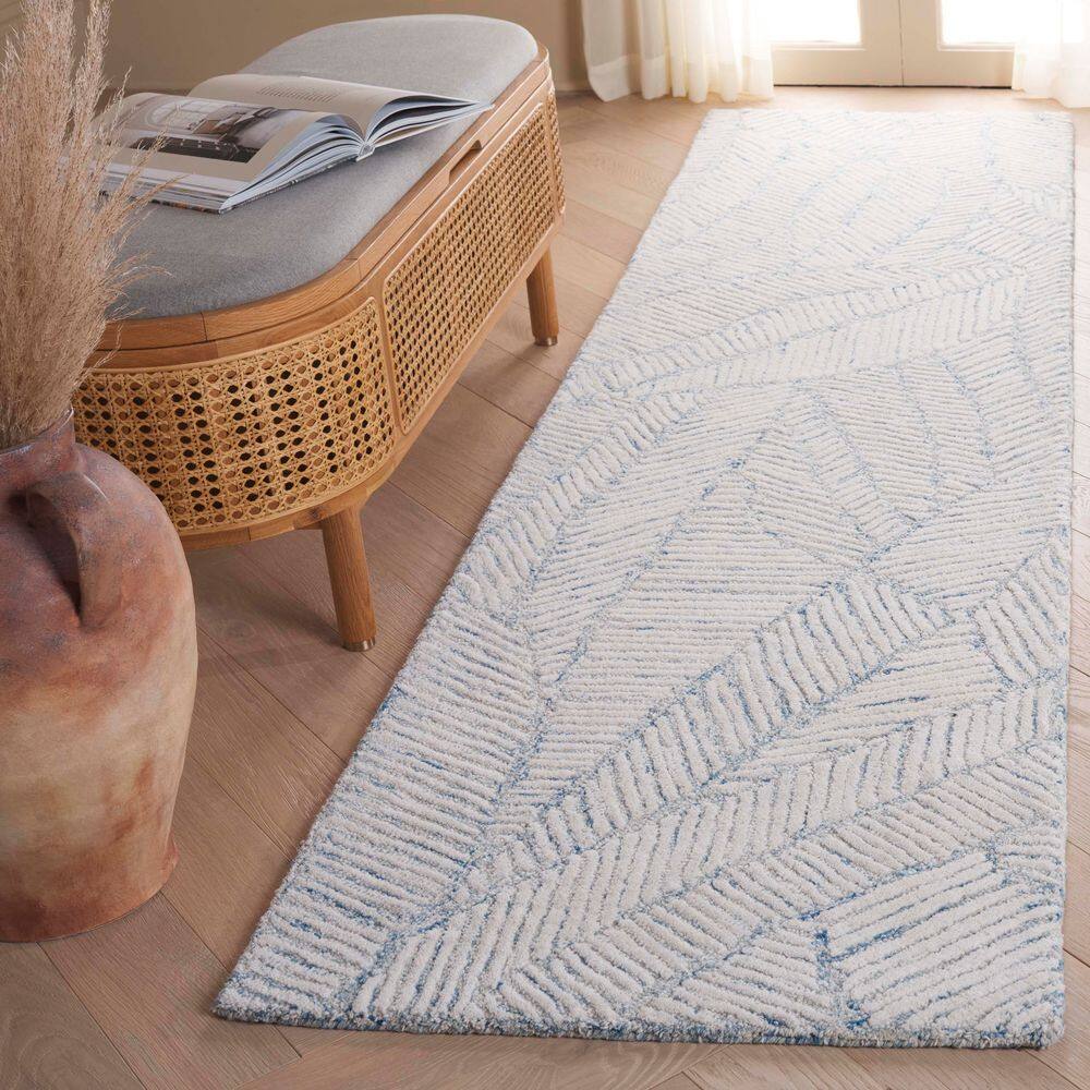 Ebony 2 ft. x 9 ft. Blue/Ivory Wavy Striped Runner Rug price history on PriceWatchPro