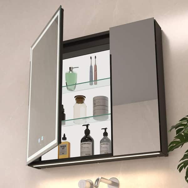30 in. W x 28 in. H Large Rectangular Wall Mount LED Lighted Medicine Cabinet with Mirror