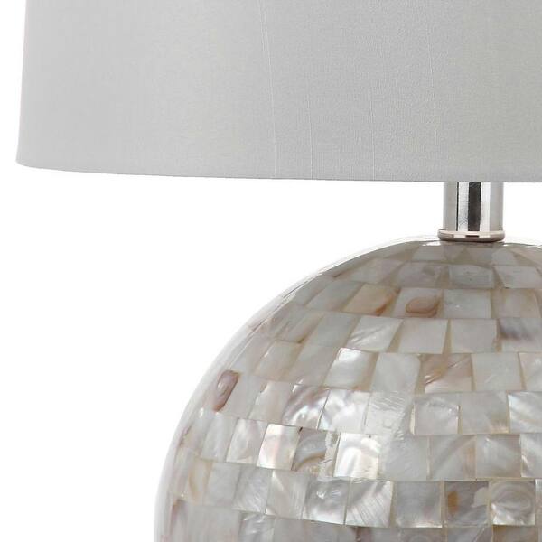 SAFAVIEH Nikki 21 in. White Shell Round Gourd Table Lamp with