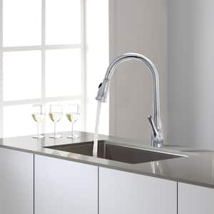 Single-Handle Pull-Down Sprayer Kitchen Faucet with Ceramic Disc Valve in Chrome