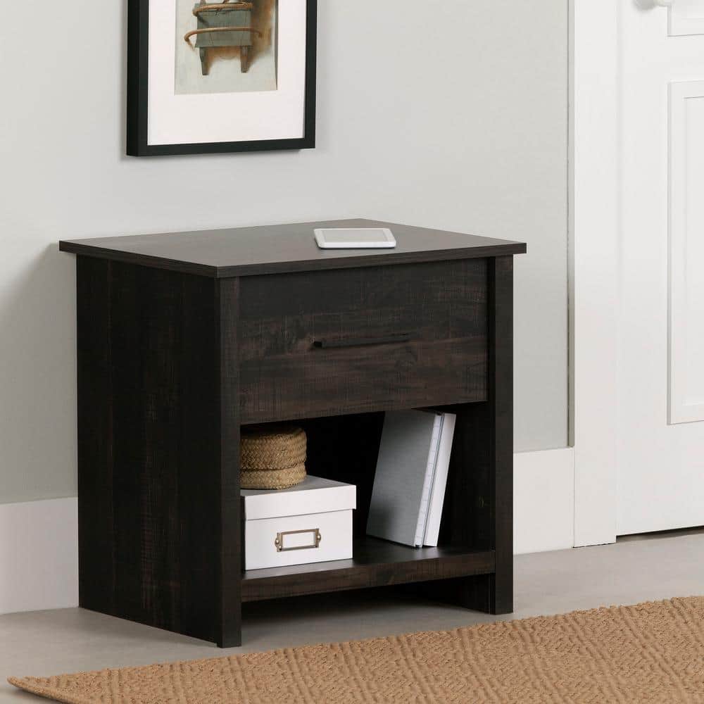 Rubbed Black Farmhouse 1-Drawer Nightstand