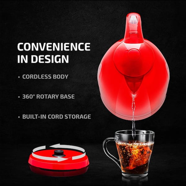OVENTE KP72R 7-Cup Red BPA Free Electric Kettle With Auto Shut-Off and Boil-Dry  Protection KP72R - The Home Depot