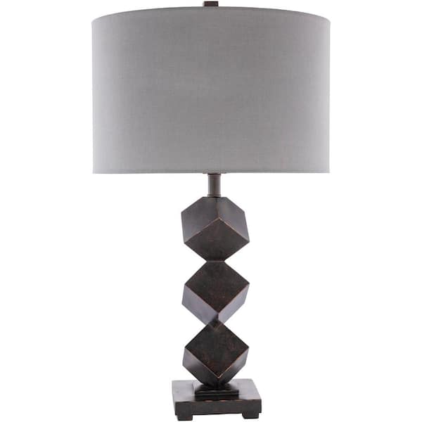 Artistic Weavers Lahaina 28.5 in. Dark Brown Indoor Table Lamp with Gray Drum Shaped Shade