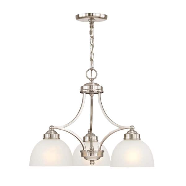 AVIANCE LIGHTING Stonecrest 3-Light Brushed Nickel Chandelier with Satin Glass
