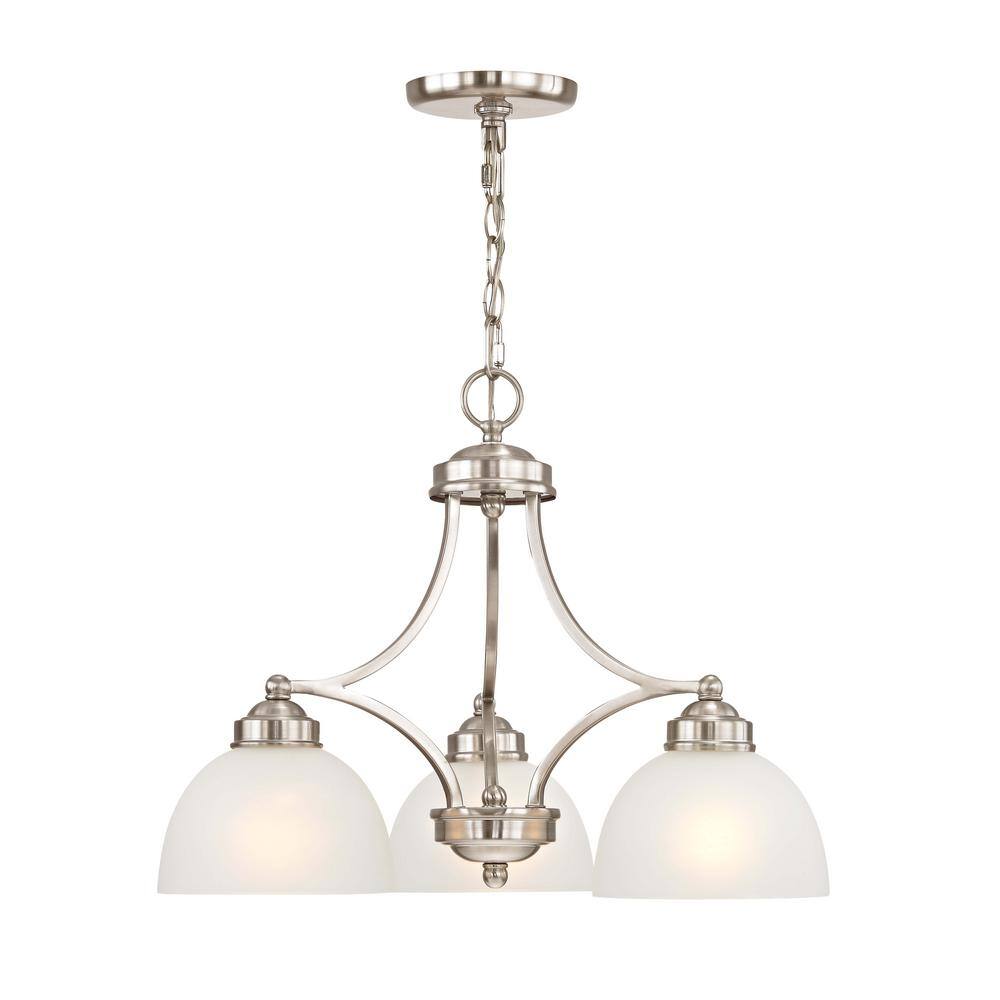 Somerset Mini 3-Light Chandelier in Brushed Nickel with Satin Glass