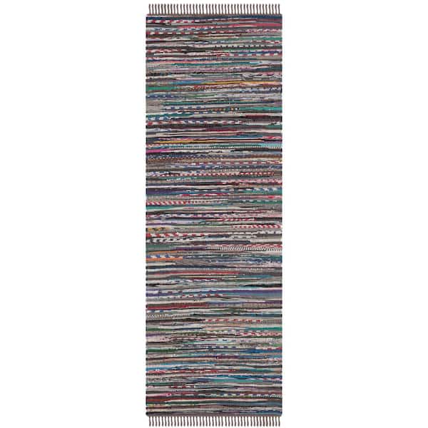 SAFAVIEH Rag Rug Rust/Multi 2 ft. x 8 ft. Striped Runner Rug