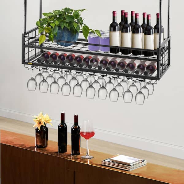 Under Cabinet Mounted Copper Tone Metal Wire Frame Wine Glass