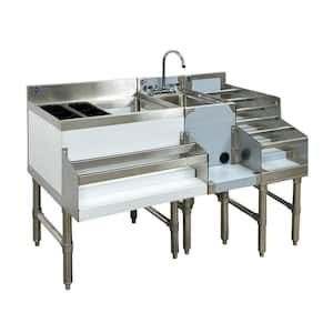 NSF Stainless Steel 48 in Freestanding Bar Sink Combination Cocktail Station Underbar in Ice Bin