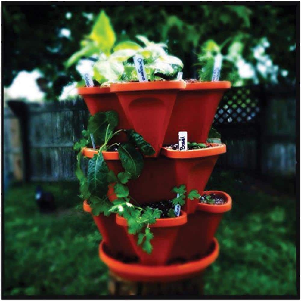Terracotta 3-Tier Stackable Self-Watering Vertical Planter