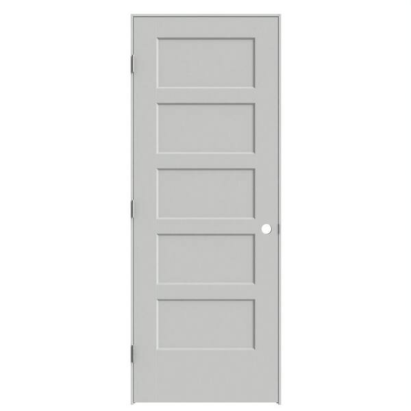 Masonite 32 in. x 80 in. 5-Panel Bayshore Right-Hand Hollow Silver Bullet Molded Composite Single Prehung Interior Door