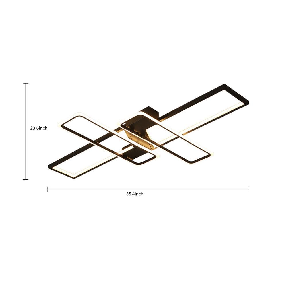 Black Aluminum Geometric LED Dimmable Ceiling Light