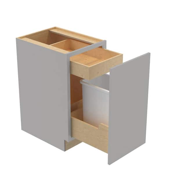 Home Decorators Collection Hargrove 15 in. W x 24 in. D x 34.5 in. H Assembled Plywood Trash Can Kitchen Cabinet in Veiled Gray with Soft Close
