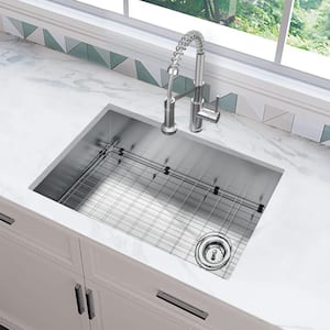 Professional Zero Radius 27 in. Undermount Single Bowl 16 Gauge Stainless Steel Kitchen Sink with Accessories