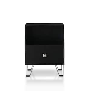 Berland 15.75 in. Black Rectangle Wood End Table with 1-Drawer