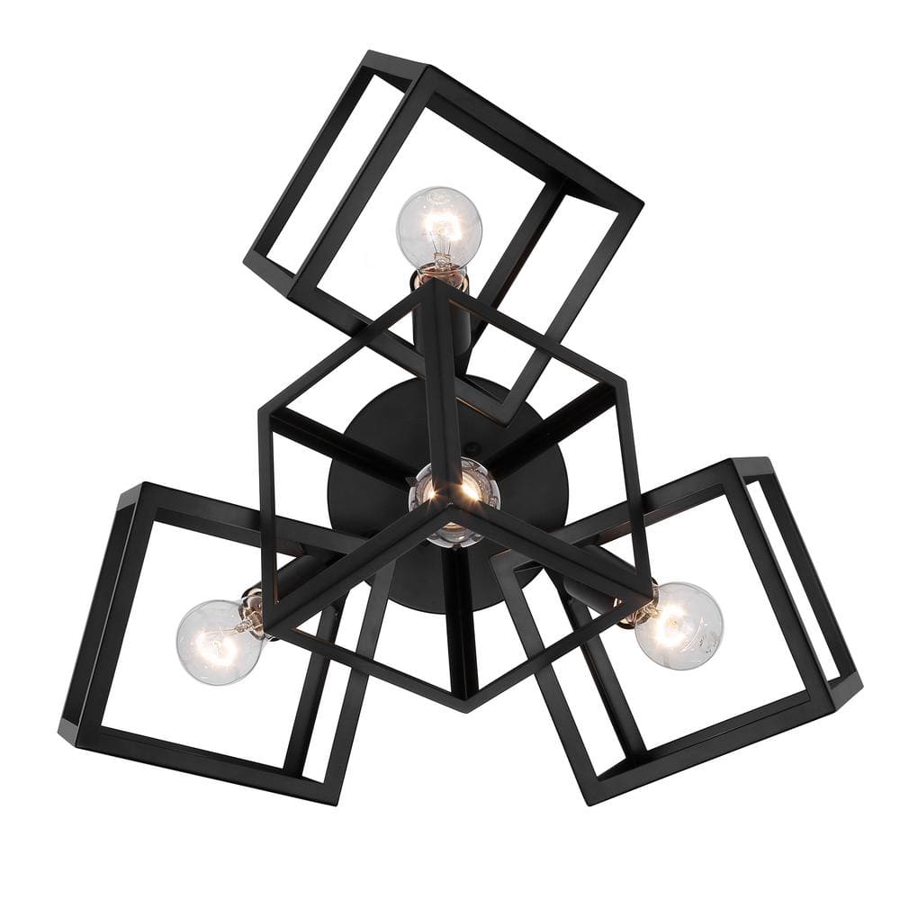 Cassio Matte Black Geometric 4-Light Semi-Flush Mount