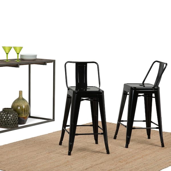 Rayne 24 in. Black Industrial Metal Counter Height Stool (Set of 2)
