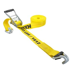 Heavy-Duty Ratchet Tie Down Strap 27 ft. x 2 in. 3,333 lbs. with Magnetic Double J Hook