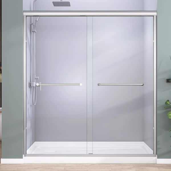 68-72 in. W x 72 in. H Semi-Frameless Sliding Bypass Glass Shower Door in Chrome 1/4 in. Tempered Glass