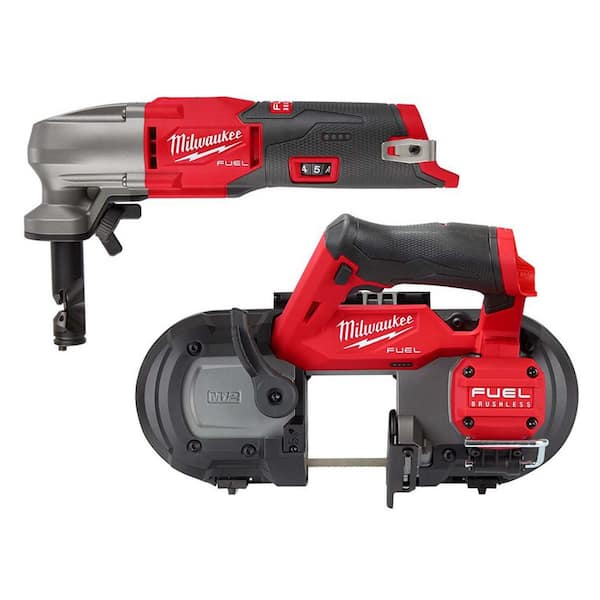 Milwaukee M12 FUEL 12-Volt Lithium-Ion Brushless Cordless 16-Gauge Variable Speed Nibbler and M12 FUEL Compact Band Saw