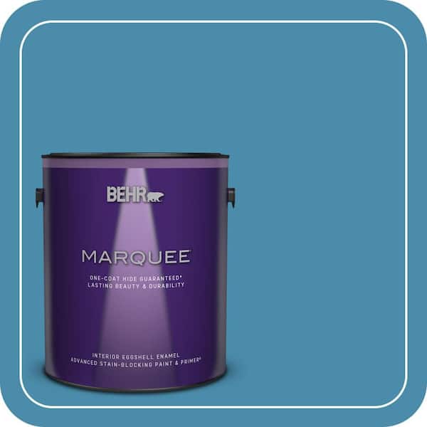 BEHR MARQUEE 1 gal. #550D-6 Blue Chaise Eggshell Enamel Interior Paint & Primer