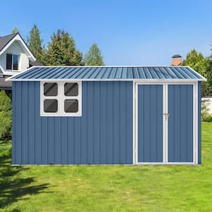 12 ft. W x 10 ft. D White Blue Metal Shed with Window (120 sq. ft.)