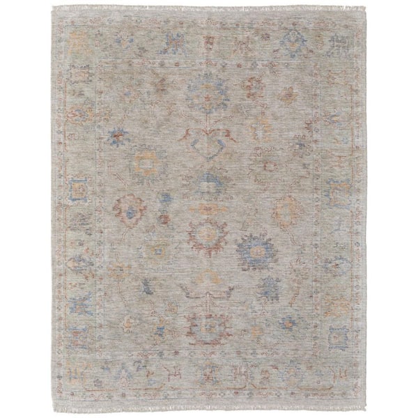 8 X 10 Tan, Brown, Blue Floral Area Rug