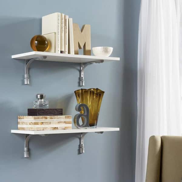 Rubbermaid White Laminated Wood Shelf, 12 Deep Wall Mounted Shelves