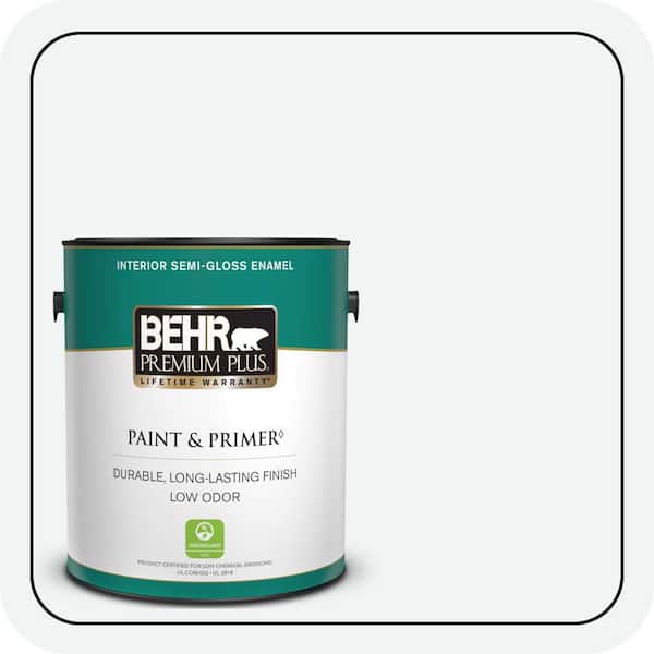 BEHR PREMIUM PLUS 1 gal. #BL-W09 Bakery Box Semi-Gloss Enamel Low Odor Interior Paint & Primer