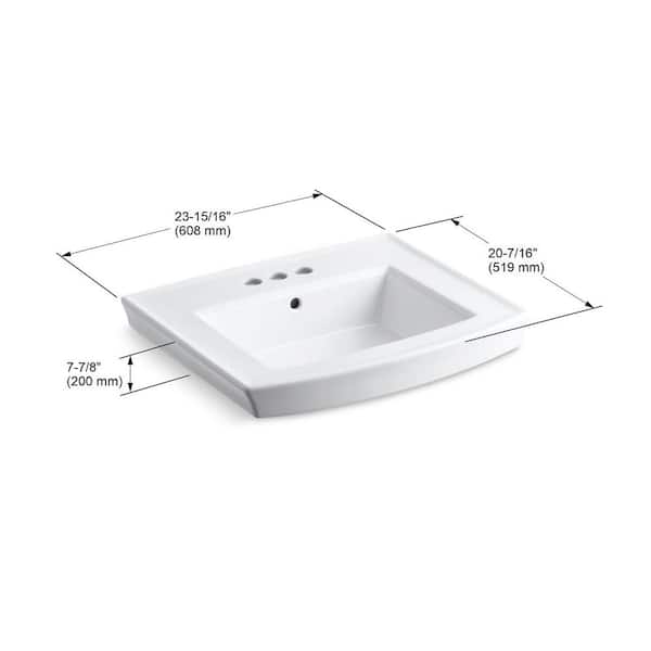 KOHLER Archer 24 In. Vitreous China Pedestal Sink Basin Only KOHLER Archer 24 In. Vitreous China Pedestal Sink Basin Only