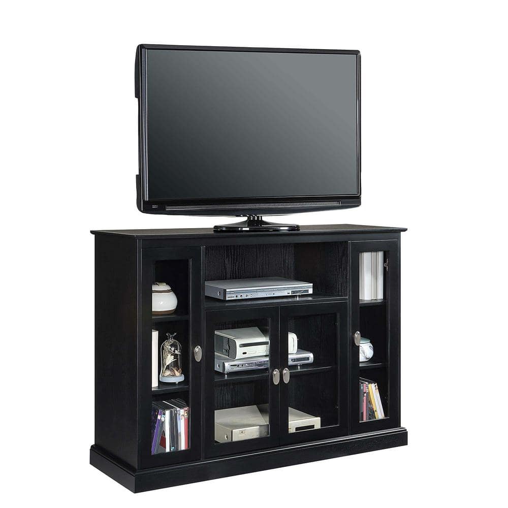 Convenience Concepts Summit Highboy TV Stand with Storage Cabinets and Shelves, Black