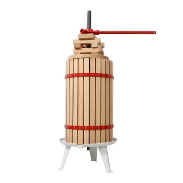 Adrinfly 7.9-Gallon Fruit Wine Press Wine Making Kit with Sturdy Metal Handle & Solid Wood Basket for Home & Small Wineries, Red