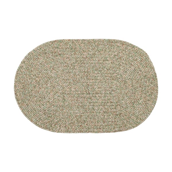 Rhody Rug Newberry Bay Leaf Tweed 3 ft. x 5 ft. Oval Indoor/Outdoor Braided Area Rug