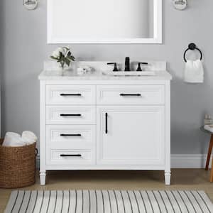 Aiken 42 in. W x 22 in. D x 34.5 in. H Single Sink Bath Vanity in White with White Cultured Marble Top
