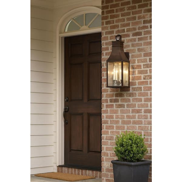HINKLEY - Beacon Hill 3-Light Blackened Copper Hardwired Outdoor Wall Lantern Sconce