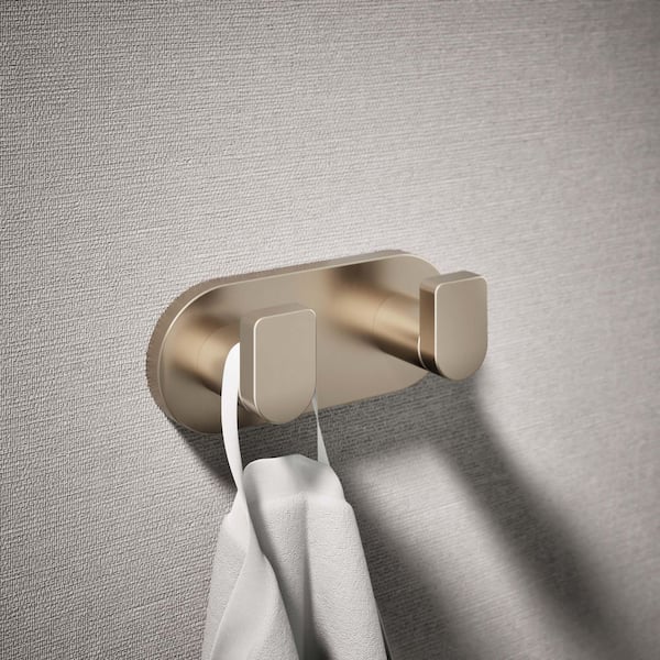Composed Knob Double Robe Hook in Vibrant Brushed Bronze