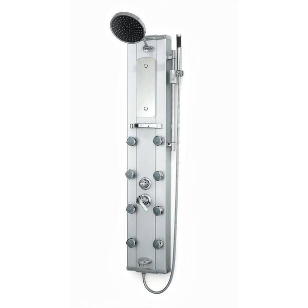 Kokols 54 in. Hydrotherapy 8-Jet Shower Panel System in Satin