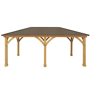 Meridian 12 ft. x 20 ft. Premium Cedar Shade Gazebo with Coffee Brown Aluminum Roof and UV Resistant Phifer Mesh Kit