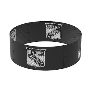 Decorative NHL 36 in. x 12 in. Round Steel Wood Fire Pit Ring - New York Rangers