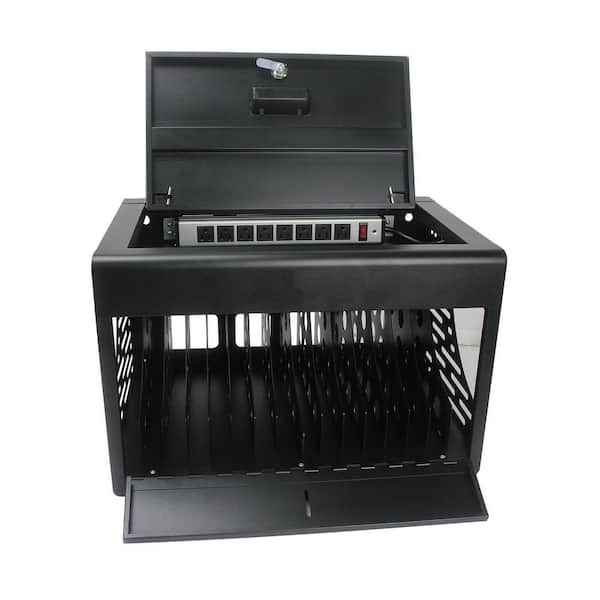 13.77 in. 16-Bay Charging Cabinet for Laptop, Chromebook, Locking Charging Station-Black
